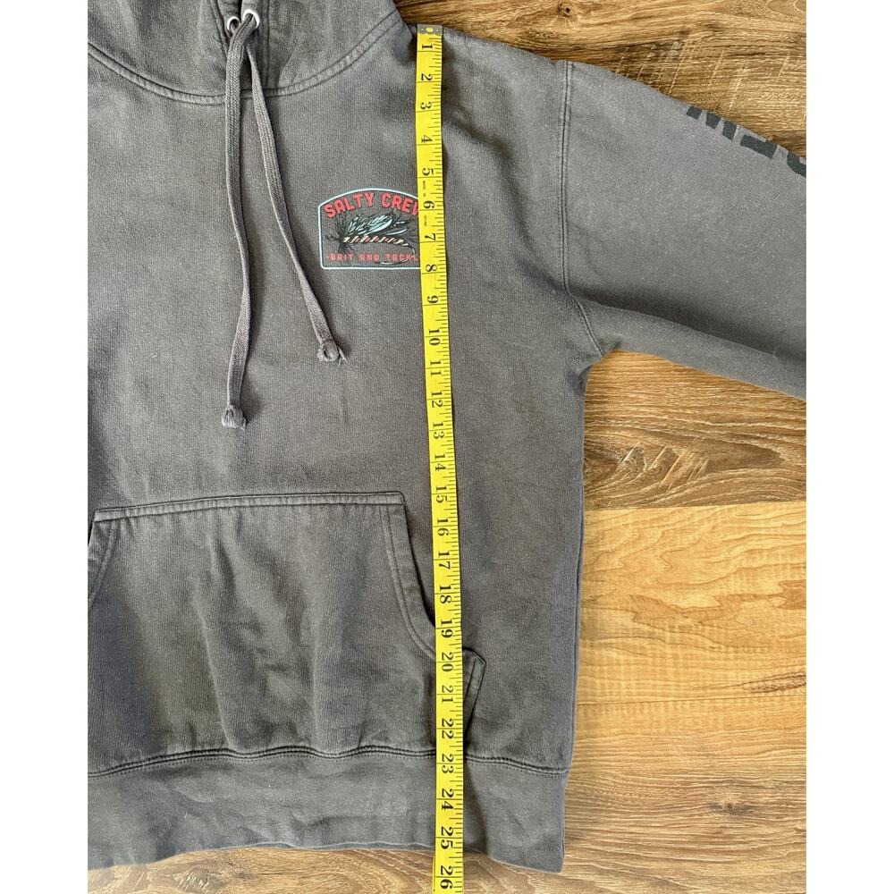 Salty Crew Hoodie Mens Medium M Grey Pullover Sweatshirt Outdoor Fishing - Picture 4 of 11